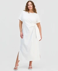 On 34th Trendy Plus Side-Tie Knit Midi Dress, Created for Macy's
