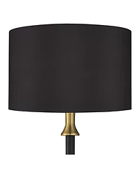 Possini Euro Design Burbank Mid Century Modern Art Deco 70" Tall Floor Lamp with Dimmer Two-Tone Brass Drum Shade for Living Room