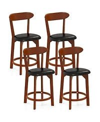 Costway 23.5" Bar Stool with Curved Backrest Footrest Counter Height Stools