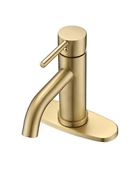 Busdays Brushed Stainless Steel Bathroom Faucet Universal 1 or 3 Hole Ada Compliant 6.57 Inch High Waterfall Spout