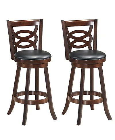 Costway Bar Stools 29'' Height Wooden Swivel Backed Dining Chair Home Kitchen