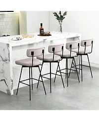 Costway Upholstered Swivel Bar Stool Set of 4 with Padded Seat and Backrest Metal Frame