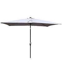 Clihome 10 x 6.5t Rectangular Patio Solar Led Lighted Outdoor Umbrellas with Crank and Push Button Tilt