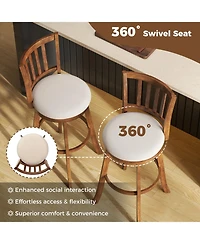 Gymax 30.5'' Swivel Barstools Set of 4 with Backrest and Upholstered Seat Footrest for Pub