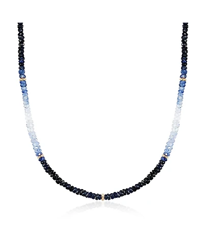 The Lovery Blue Sapphire Ombre Bead Necklace 14K Yellow Gold