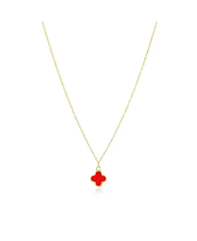 The Lovery Mini Red Single Clover Necklace 14K Gold