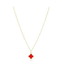 The Lovery Mini Red Single Clover Necklace 14K Gold
