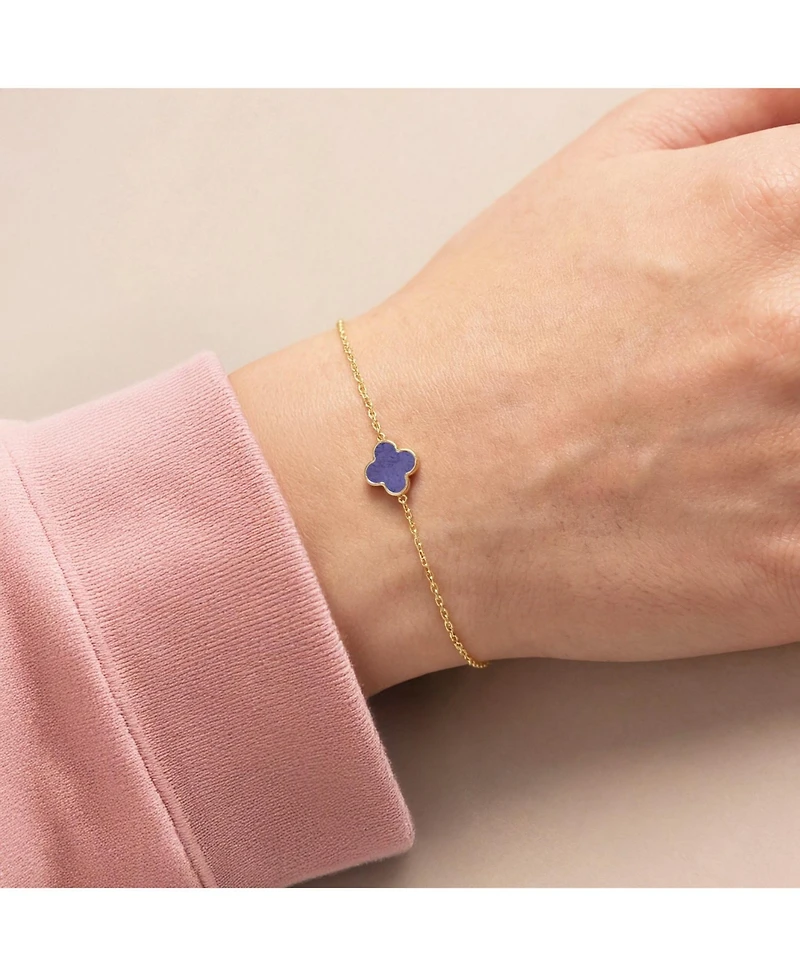The Lovery Mini Amethyst Single Clover Bracelet 14K Gold