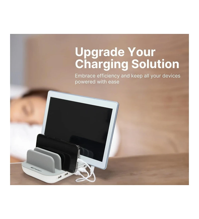 Emerson 5 Port Multi Device Usb Charging Station Hub with Charging Cables
