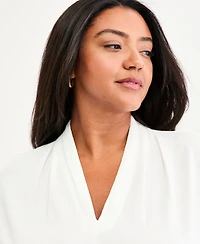 Kasper Plus V-Neck Short-Sleeve Blouse