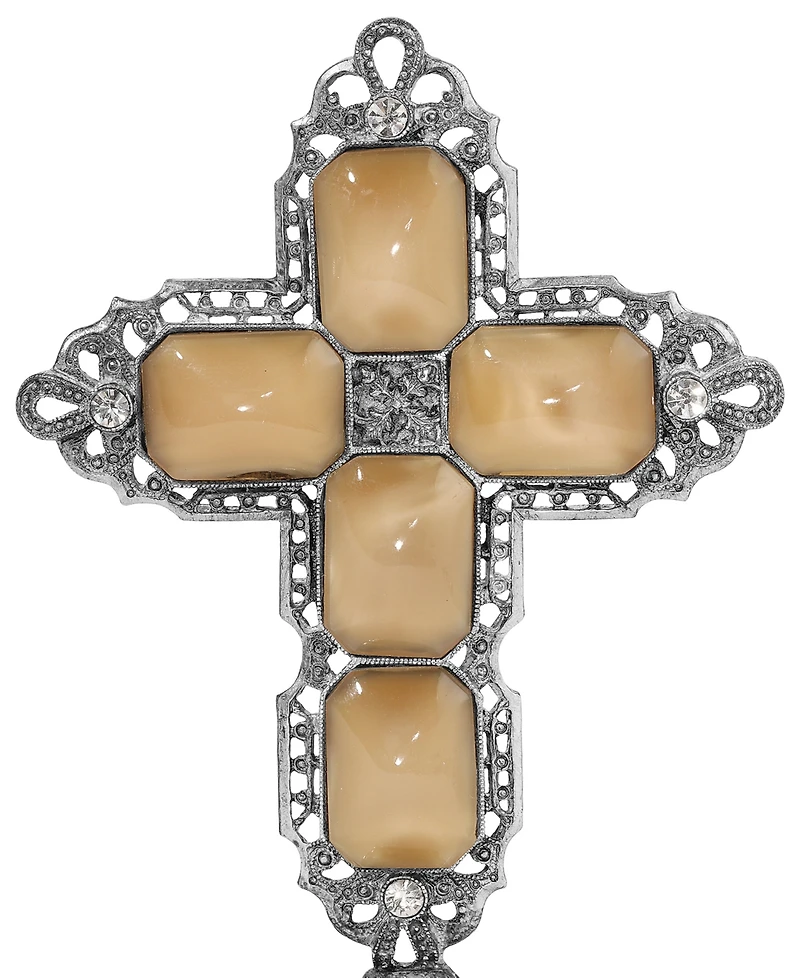 Symbols of Faith Pewter Green Octagon Cross Plaque