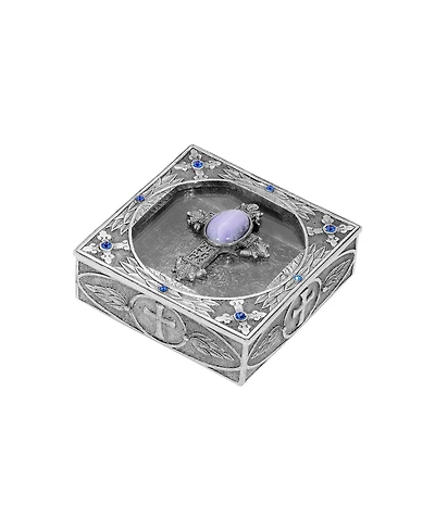 Symbols of Faith Pewter Blue Lace Agate Semi Precious With Sapphire Rosay Box