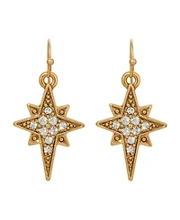 Symbols of Faith 14K Gold Dipped Crystal Glass Stones Star of Bethlehem Wire Earrings
