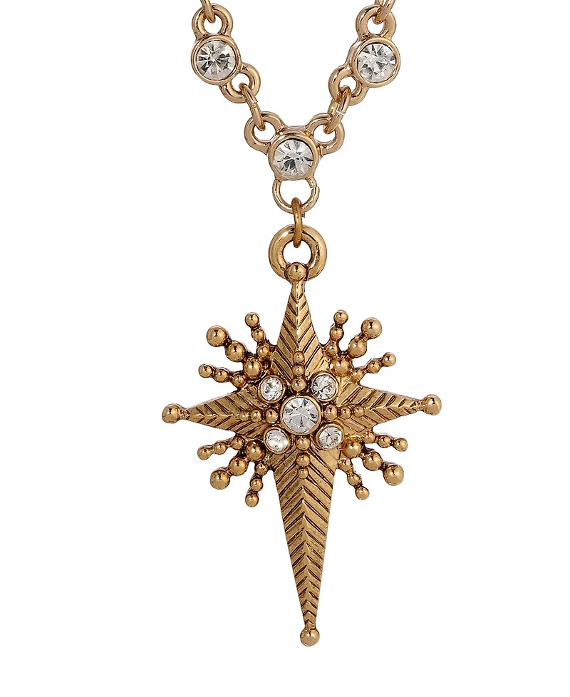Symbols of Faith Gold Tone Crystal Glass Stones Star of Bethlehem Necklace