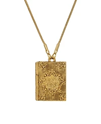 Symbols of Faith Gold Tone Psalm 23:4 Bible Locket Necklace