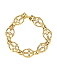 Symbols of Faith Gold Tone Cross with Crystals Bracelet