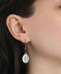 Symbols of Faith Gold Tone Oval Miraculous Medal Charm Red Bead Leverback Earrings