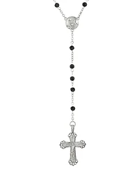 Symbols of Faith Pewter Black Bead Mother Mary Rosary