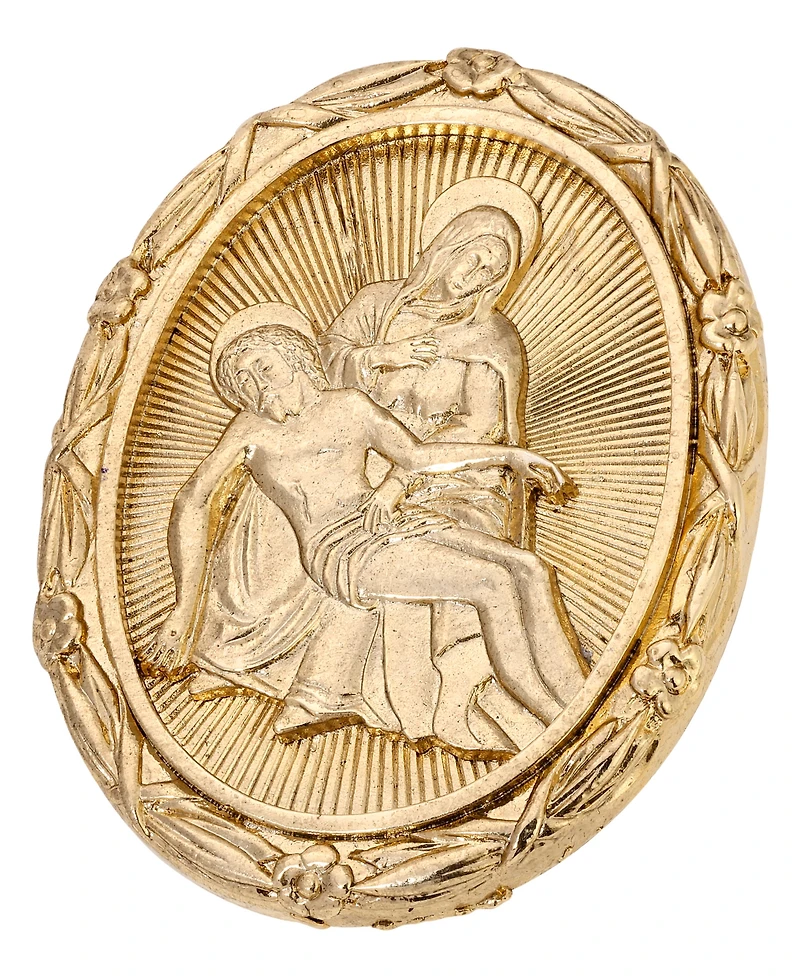 Symbols of Faith Gold Tone Jesus Mary Oval Pin