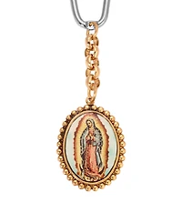 Symbols of Faith Silver Gold Tone Oval Lady Of Guadalupe Decal Key Chain