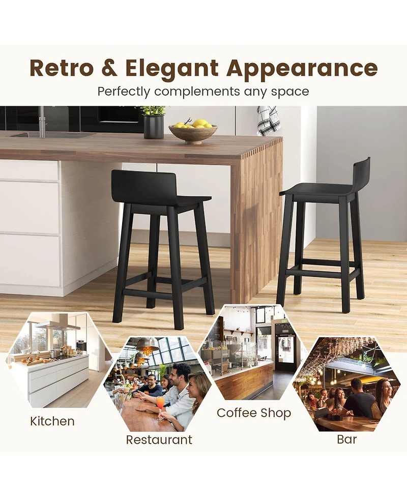 Gymax 4PCS kitchen bar stools counter height mid century chairs