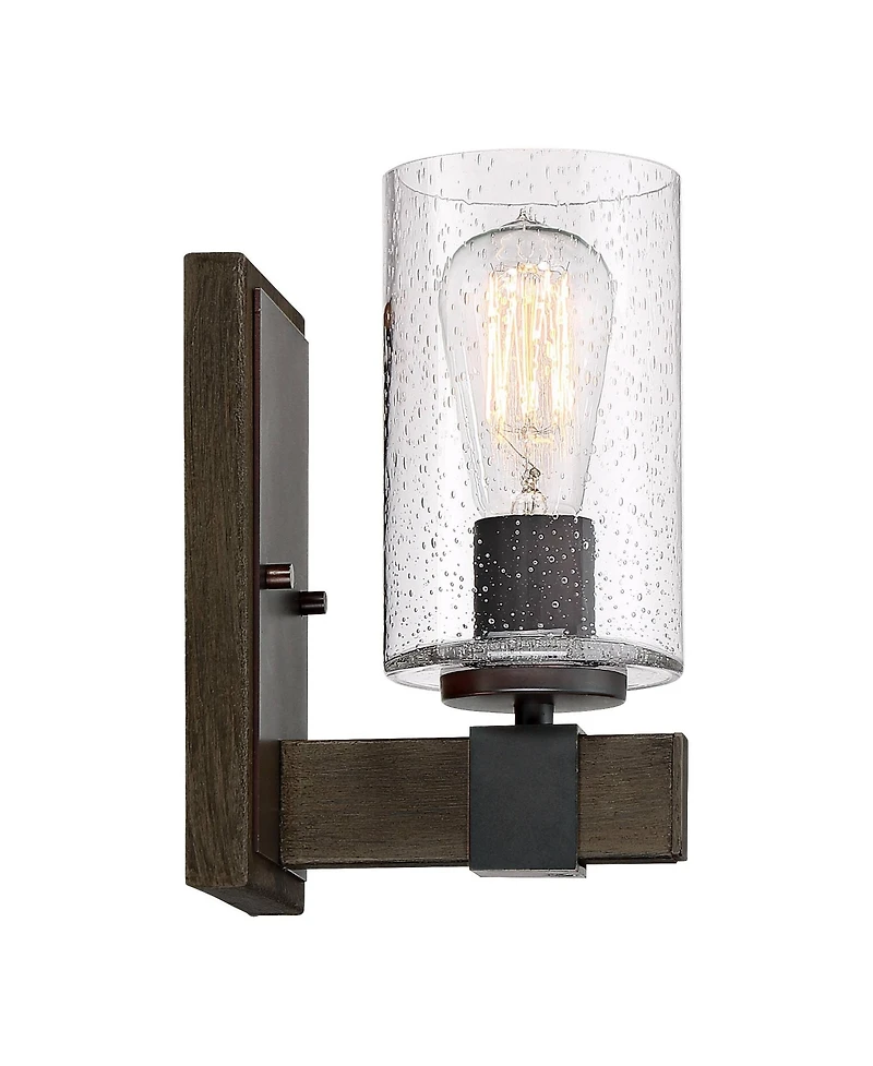 Franklin Iron Works Poetry High Wall Sconces Light Lamp Fixture Mount Set of 2 Bathroom Hardwired Clear Seeded Glass Shade