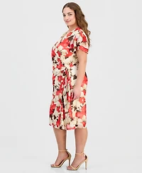 Anne Klein Plus Flutter-Sleeve Wrap Dress