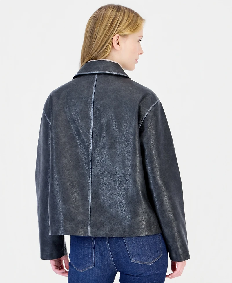 CoffeeShop Women's Oversized Faux Leather Coat