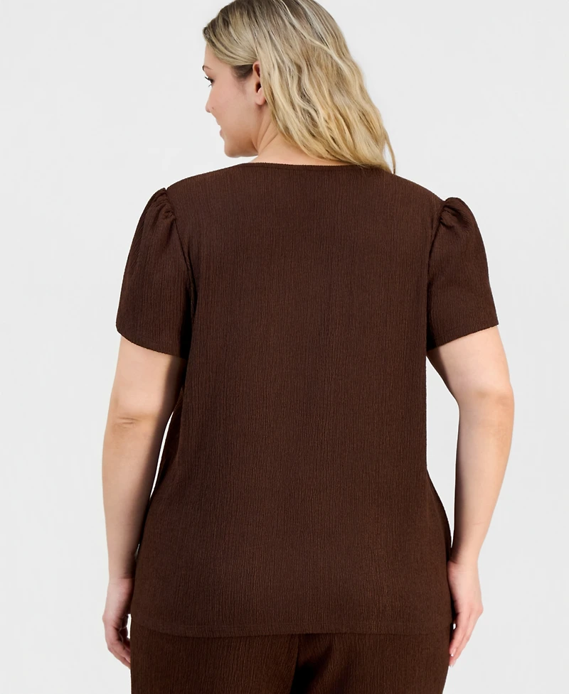 Anne Klein Essentials Plus Crinkle-Textured Top