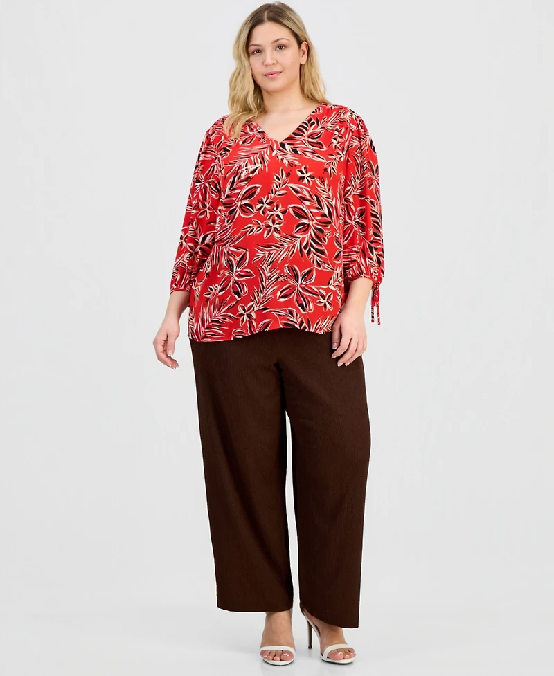 Anne Klein Essentials Plus V-Neck 3/4-Sleeve Top