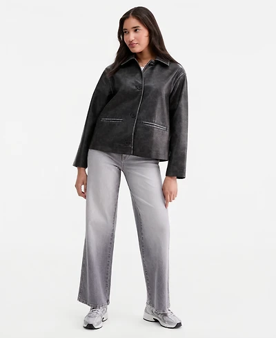 CoffeeShop Women's Faux-Leather Bomber Jacket