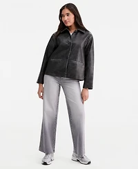 CoffeeShop Women's Faux-Leather Bomber Jacket