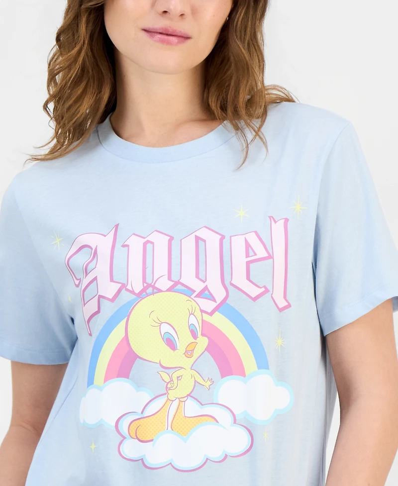 Grayson Threads, The Label Juniors' Tweety Bird Angel Graphic-Print Tee