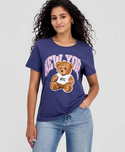 Grayson Threads, The Label Juniors' New York Teddy Graphic T-Shirt
