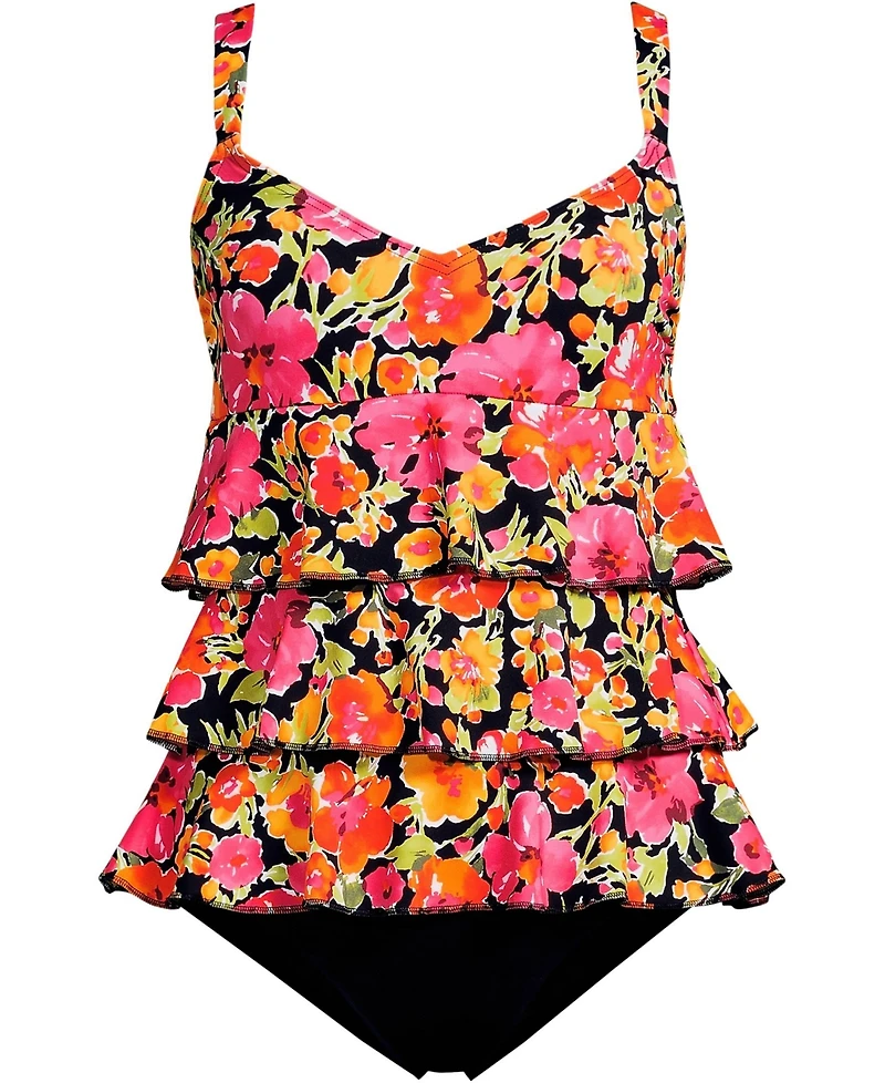Lands' End Women's Ruffle Fauxkini One Piece Swimsuit