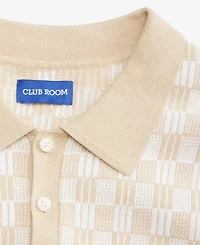 Club Room Men's Geometric Jacquard Short-Sleeve Sweater Polo Shirt, Macy's Exclusive - Tedd Box Geo Knit