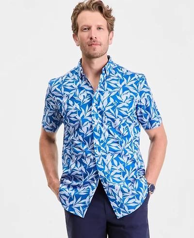 Club Room Men's Short-Sleeve Poplin Shirt, Macy's Exclusive - Floral Print