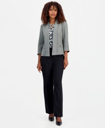 Kasper Womens Open Front 3 4 Sleeve Jacket Sleeveless Printed Keyhole Top Regular Petite