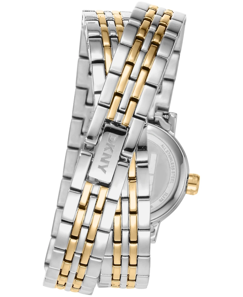 Dkny Women's Mini Quartz Two-Tone Stainless Steel Double Bracelet Watch 23mm