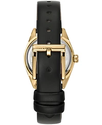 Dkny Women's Logo Quartz Black Leather Strap Watch 28mm Gift Set