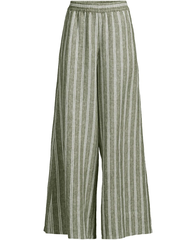 Lands' End Women's Linen High Rise Palazzo Pants - Set Bottom