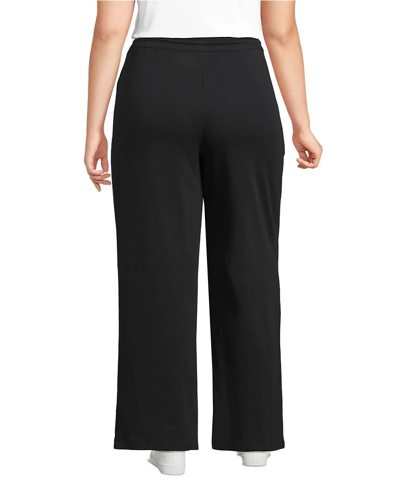 Lands' End Plus Sport Knit High Rise Pull On Relaxed Straight Leg Pants