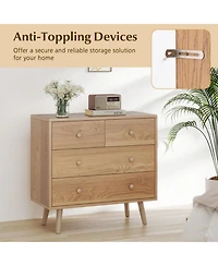 Gouun Wide 4-Drawer Wooden Dresser for Bedroom