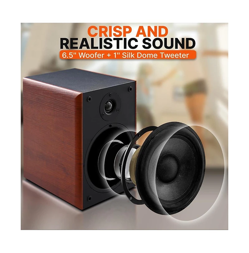 Pyle Home Theater Wooden Bookshelf Speakers