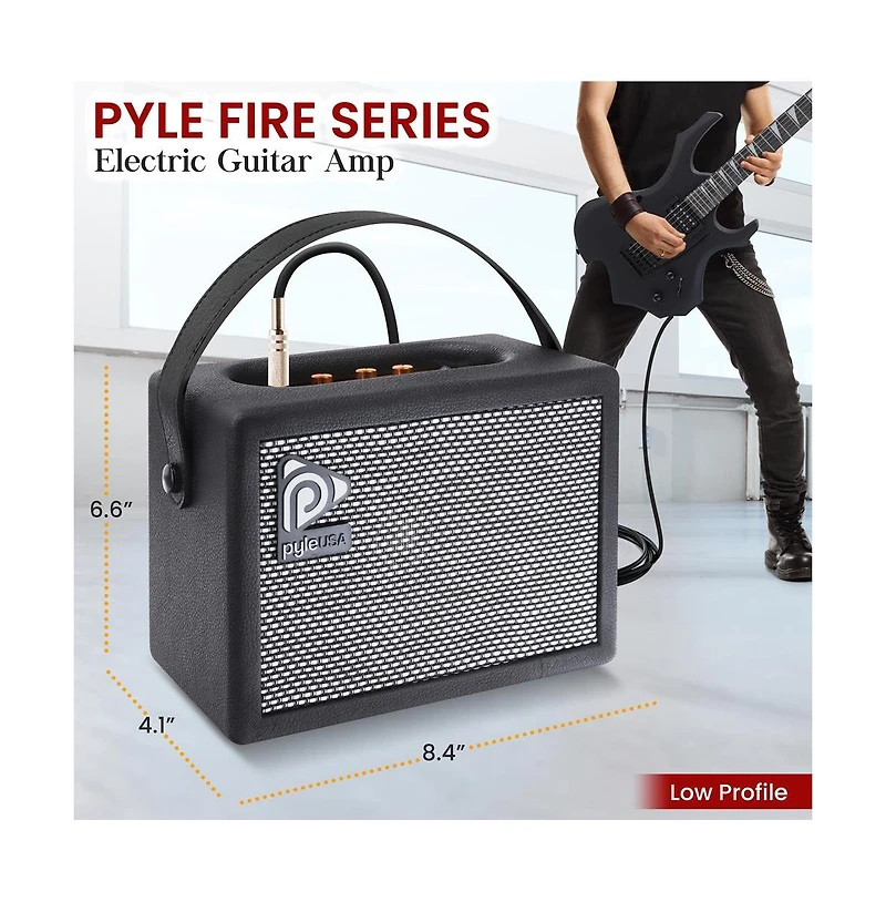 Pyle Portable Electronic Guitar Amplifier - High-Definition Speaker with Tone Controls (PGTAMPL232BK)