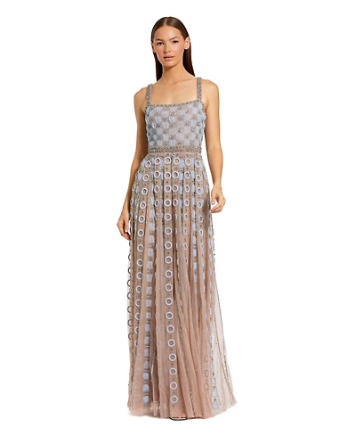 Mac Duggal Women's Embellished Mesh A-Line Evening Gown