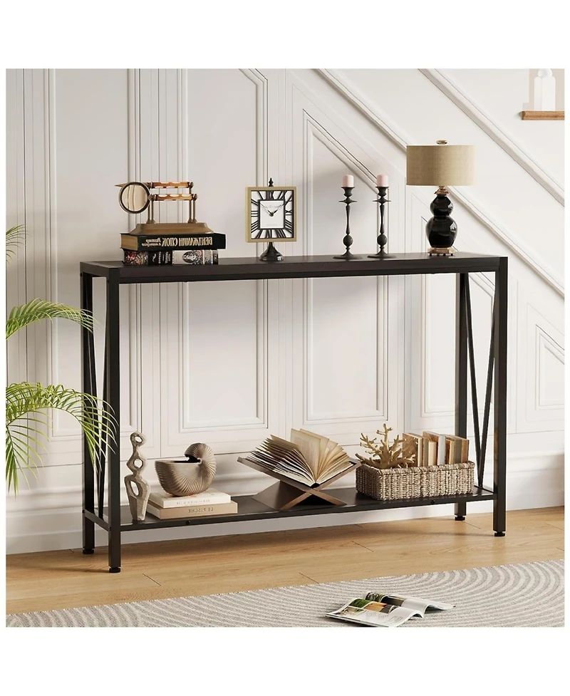 gaomon 43" Industrial Console Table with Open Storage Shelf