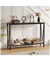 gaomon 43" Industrial Console Table with Open Storage Shelf