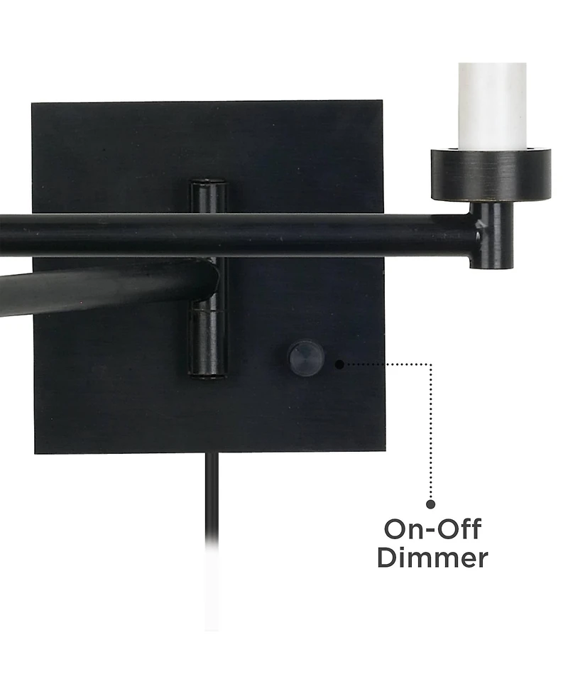 Barnes and Ivy Swing Arm Wall Lamp Espresso Plug-In Light Fixture Square Shade for Bedroom Bedside Living Room Reading