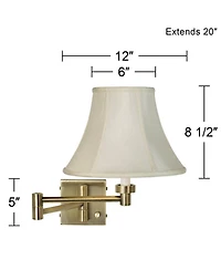 Barnes and Ivy Modern Swing Arm Wall Lamps Set of 2 Antique Brass Plug-In Light Fixture Bell Shade for Bedroom Living Room
